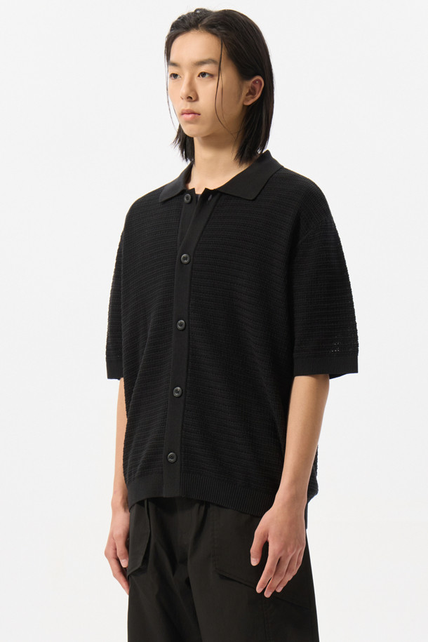 CUSTOMELLOW - 가디건 - Black Mesh Half Sleeve Cardigan