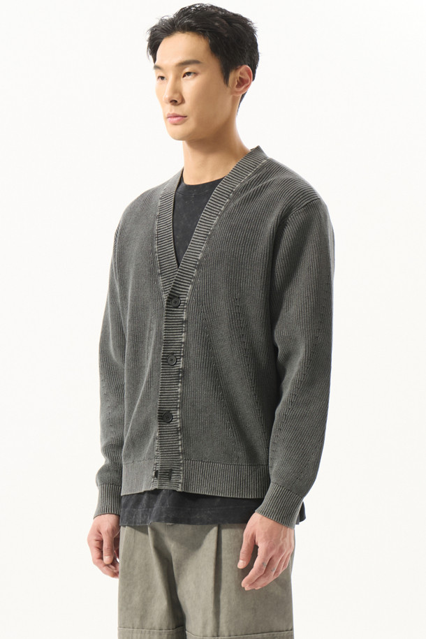 CUSTOMELLOW - 가디건 - Grey Garment Dyed Cardigan