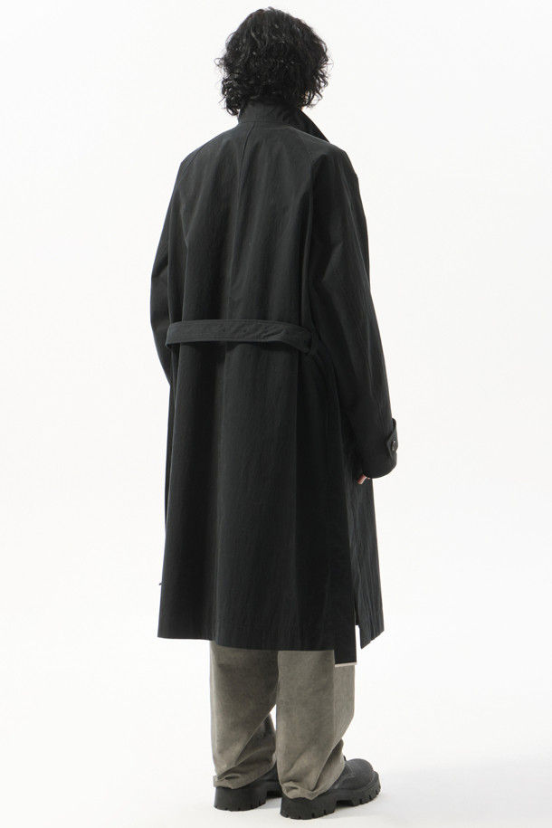 CUSTOMELLOW - 코트 - Black Highneck Belted Coat