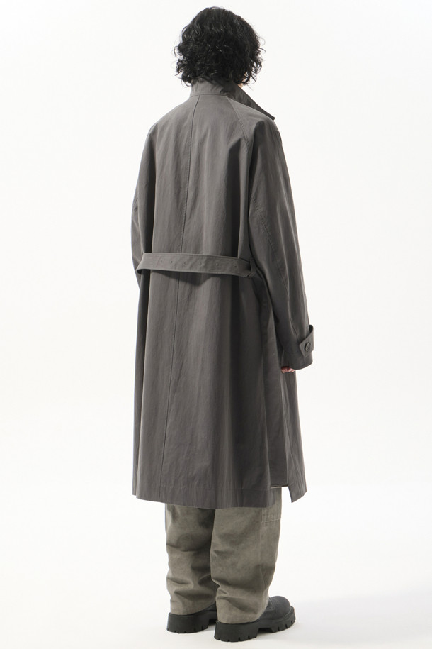 CUSTOMELLOW - 코트 - Grey Highneck Belted Coat