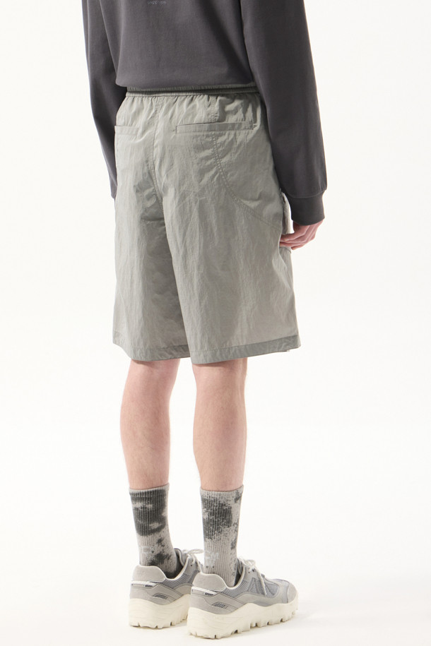 CUSTOMELLOW - 하프팬츠 - Grey Curved Line Shorts