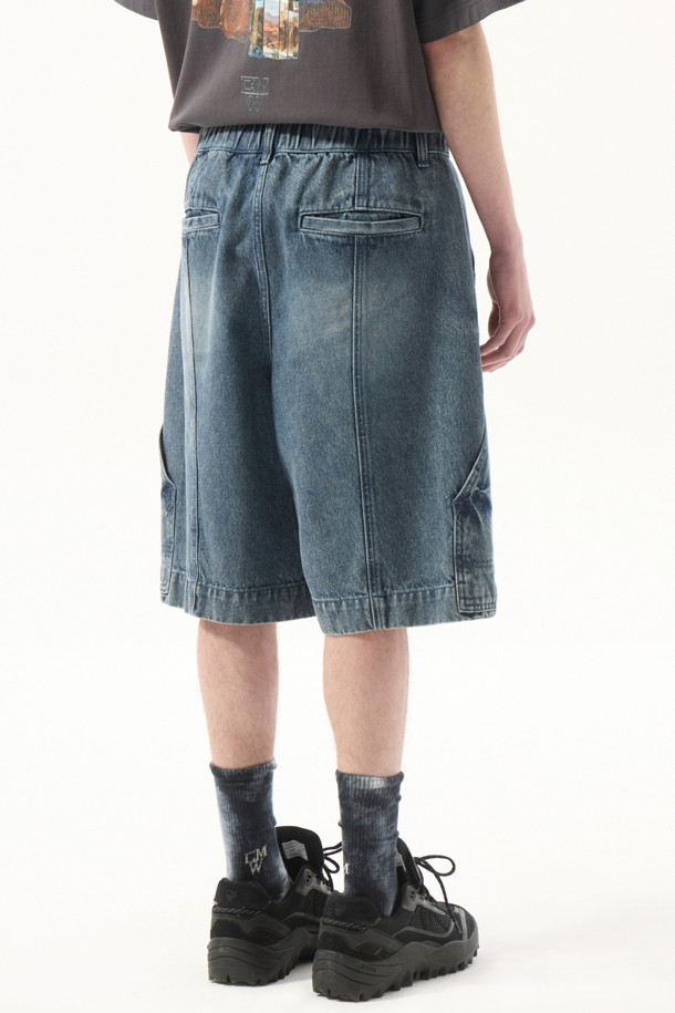 CUSTOMELLOW - 데님 - Blue Double Knee Denim Shorts