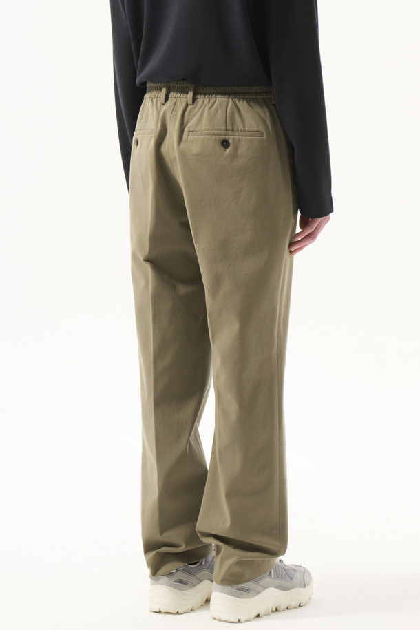 CUSTOMELLOW - 캐주얼팬츠 - Khaki Tapered Fit Cotton Pants