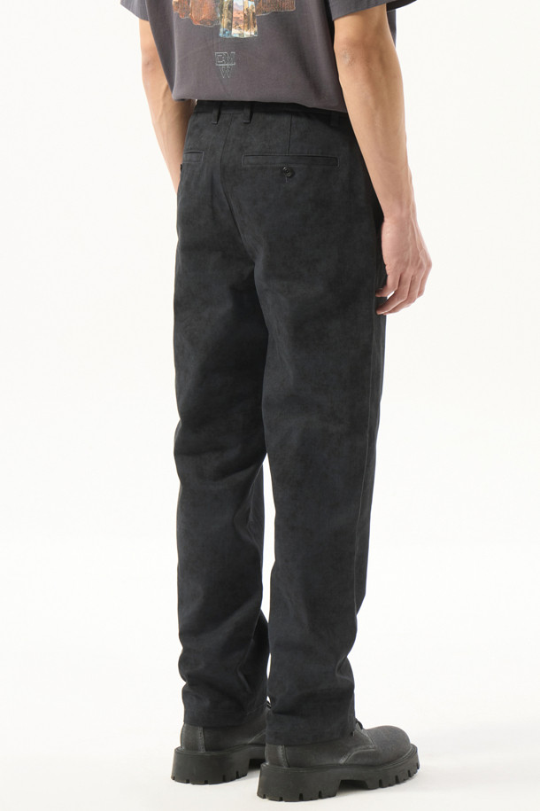 CUSTOMELLOW - 캐주얼팬츠 - Black Straight Fit Cotton Pants