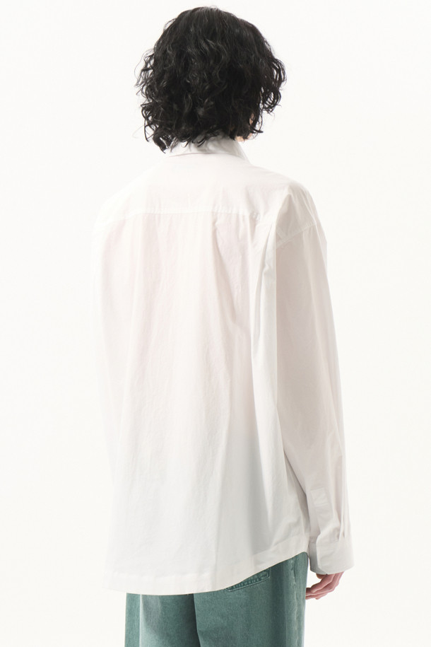 CUSTOMELLOW - 긴팔셔츠 - White Multi-Pocket Oversized Shirt