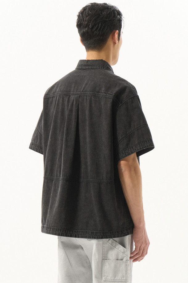 CUSTOMELLOW - 반팔셔츠 - Black Denim Half Shirt