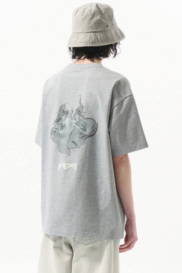 CUSTOMELLOW - 반팔티셔츠 - Grey Flame Graphic T-shirt