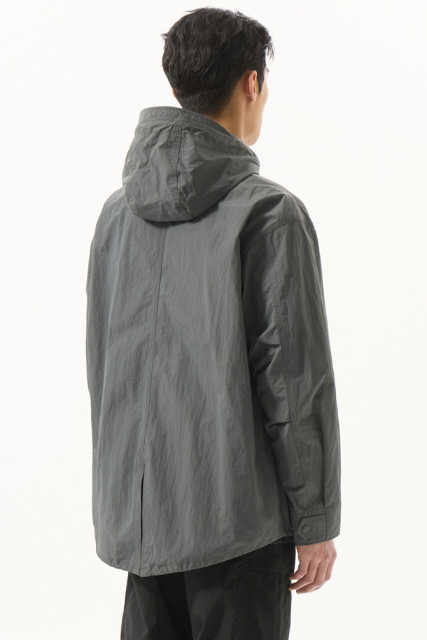 CUSTOMELLOW - 셔츠형자켓 - Grey Hood Zipup Fishtail Jacket