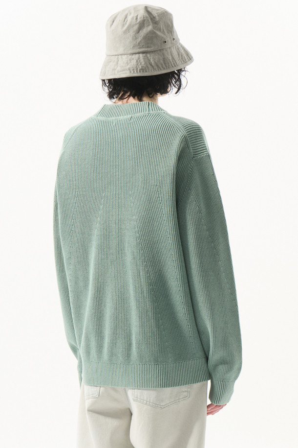 CUSTOMELLOW - 가디건 - Green Garment Dyed Cardigan