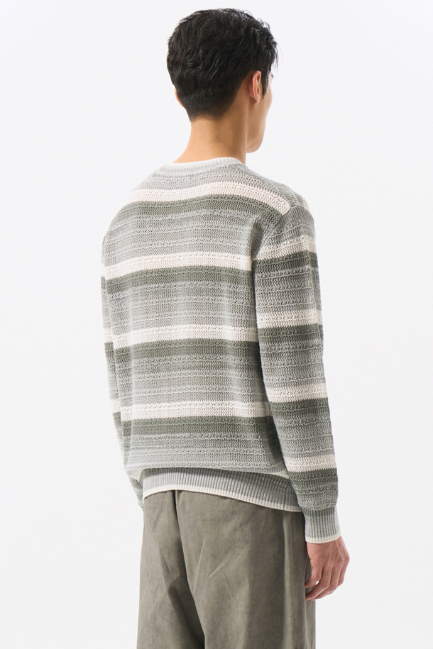 CUSTOMELLOW - 스웨터 - Grey Gradation Netting Sweater