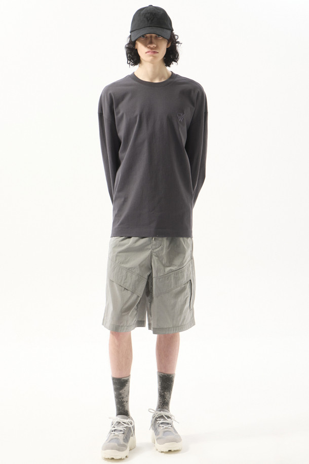 CUSTOMELLOW - 하프팬츠 - Grey Curved Line Shorts