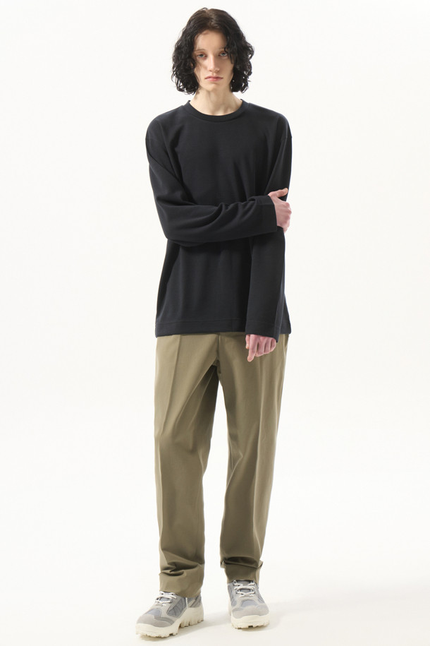 CUSTOMELLOW - 캐주얼팬츠 - Khaki Tapered Fit Cotton Pants