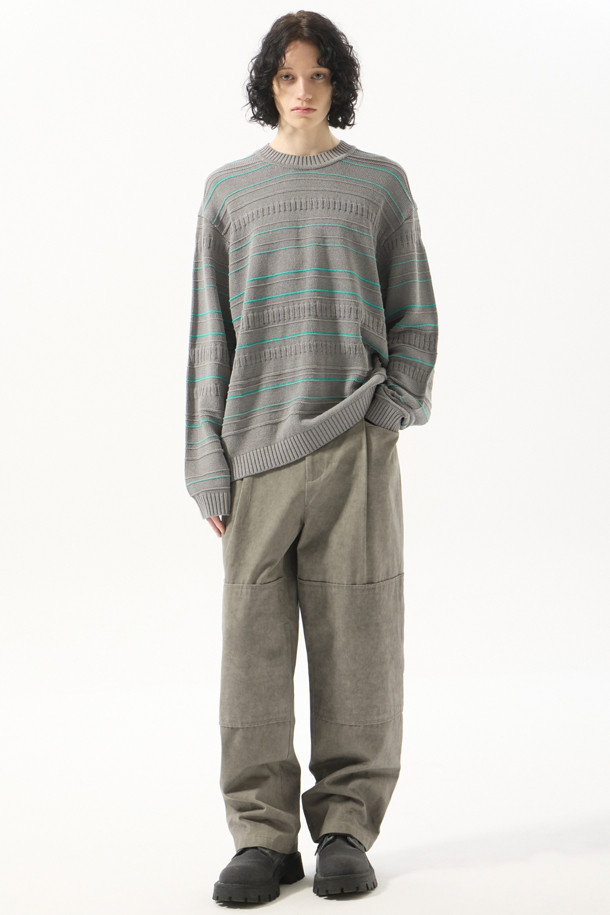 CUSTOMELLOW - 캐주얼팬츠 - Grey One Tuck Tab Pants