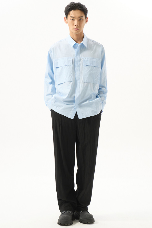 CUSTOMELLOW - 긴팔셔츠 - Blue Multi-Pocket Oversized Shirt