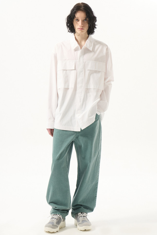 CUSTOMELLOW - 긴팔셔츠 - White Multi-Pocket Oversized Shirt