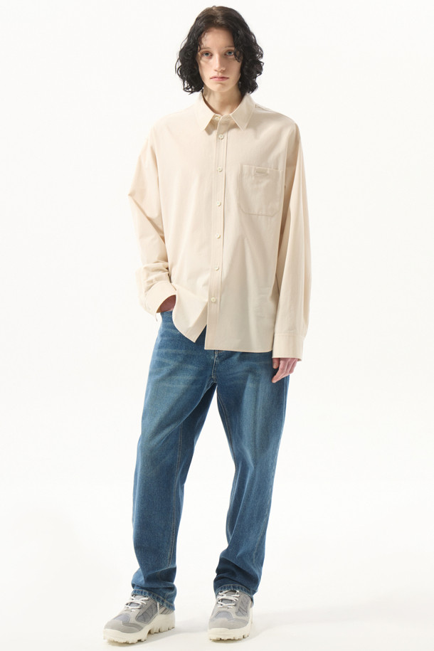 CUSTOMELLOW - 긴팔셔츠 - Ivory Regular Solid Color Shirt