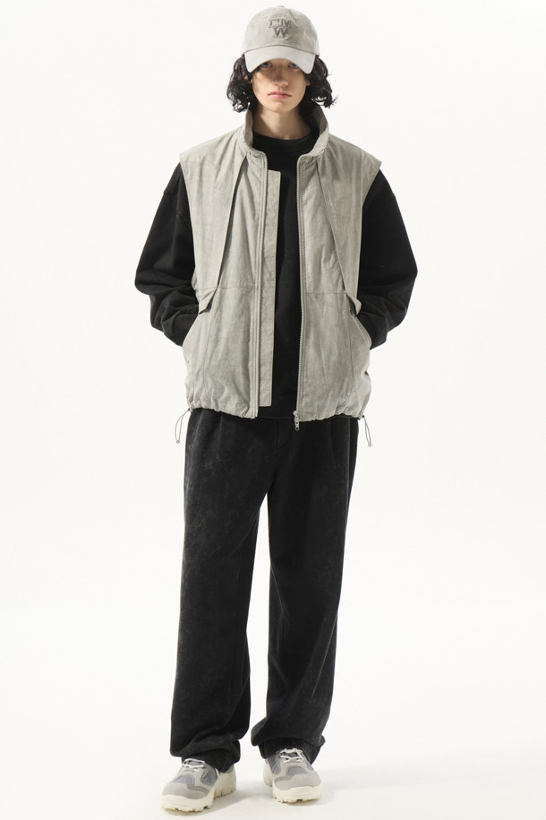 CUSTOMELLOW - 블루종/점퍼 - Grey Fabric Dyed Highneck Vest