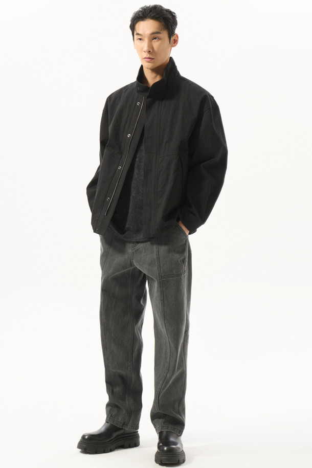 CUSTOMELLOW - 블루종/점퍼 - Black Creased Cotton Jacket