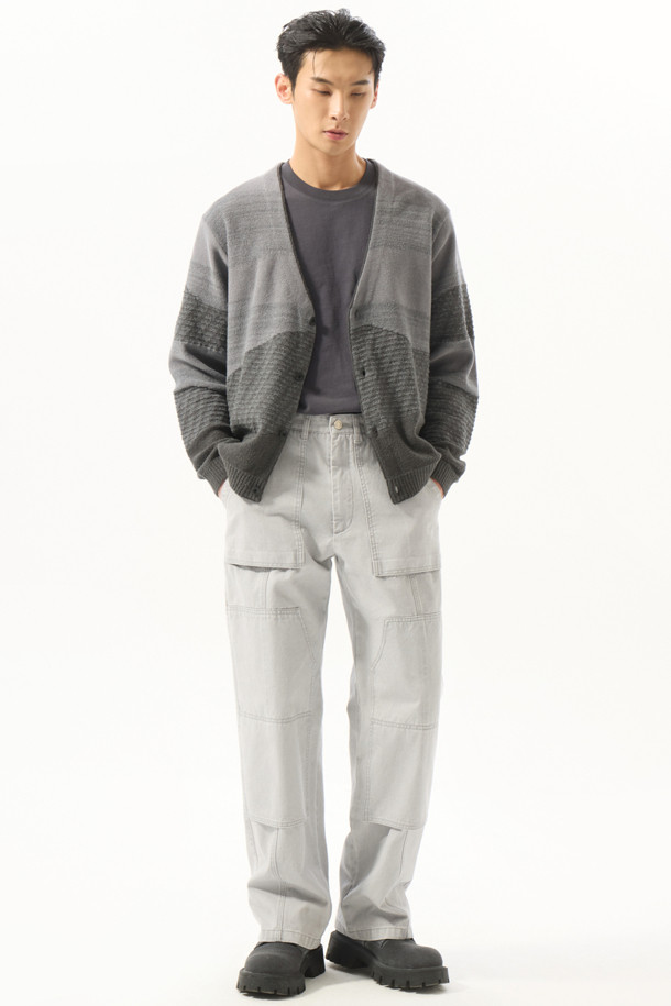 CUSTOMELLOW - 가디건 - Grey Gradation Patterend Cardigan