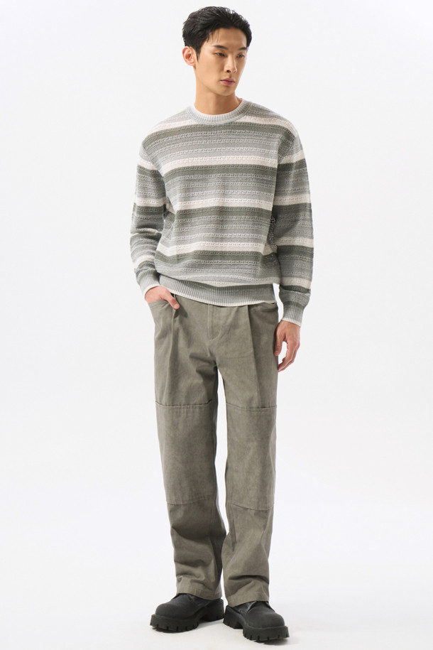 CUSTOMELLOW - 스웨터 - Grey Gradation Netting Sweater