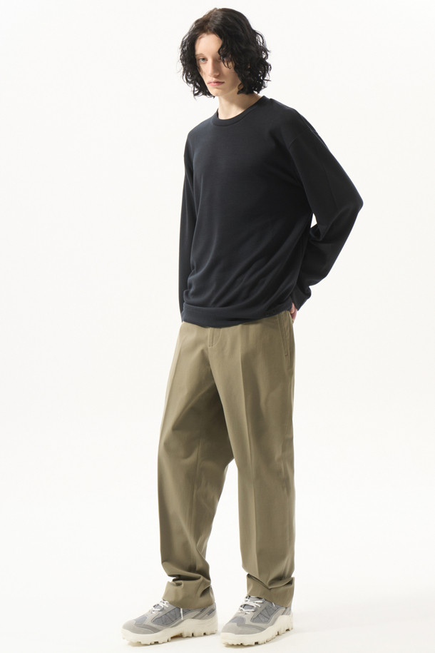 CUSTOMELLOW - 캐주얼팬츠 - Khaki Tapered Fit Cotton Pants