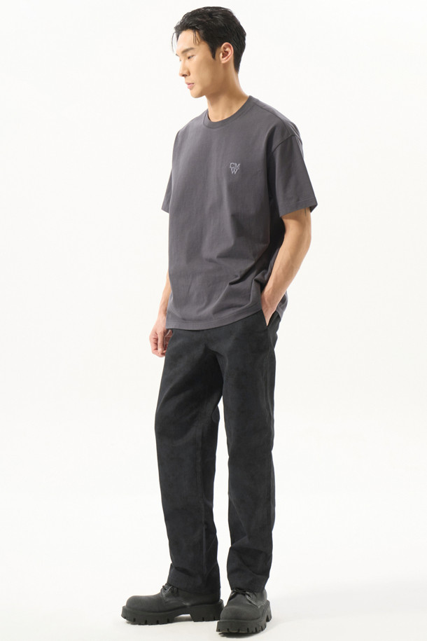 CUSTOMELLOW - 캐주얼팬츠 - Black Straight Fit Cotton Pants