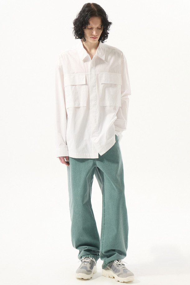 CUSTOMELLOW - 긴팔셔츠 - White Multi-Pocket Oversized Shirt