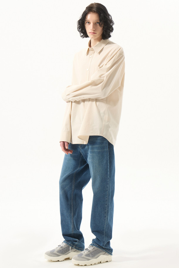 CUSTOMELLOW - 긴팔셔츠 - Ivory Regular Solid Color Shirt