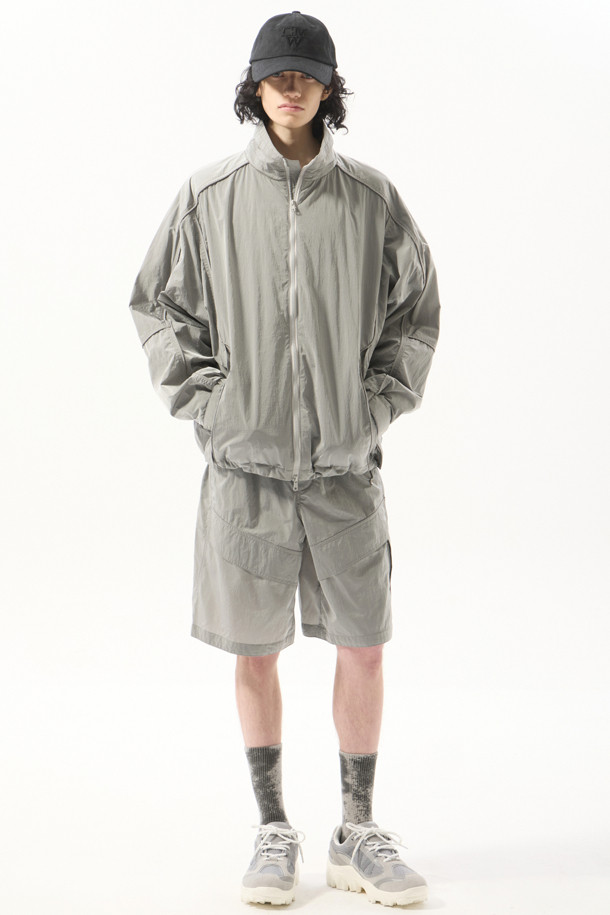 CUSTOMELLOW - 아노락/바람막이 - Grey Nylon Windbreaker Jacket