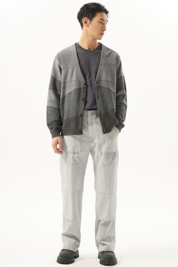 CUSTOMELLOW - 가디건 - Grey Gradation Patterend Cardigan