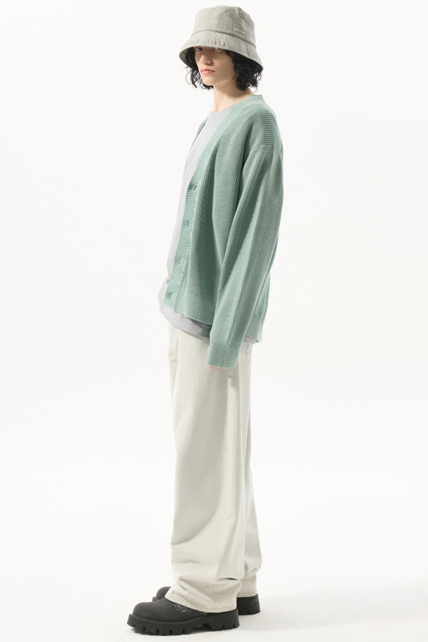 CUSTOMELLOW - 가디건 - Green Garment Dyed Cardigan