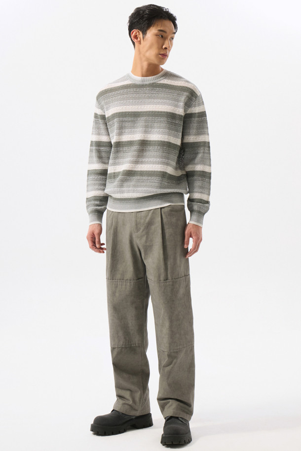 CUSTOMELLOW - 스웨터 - Grey Gradation Netting Sweater