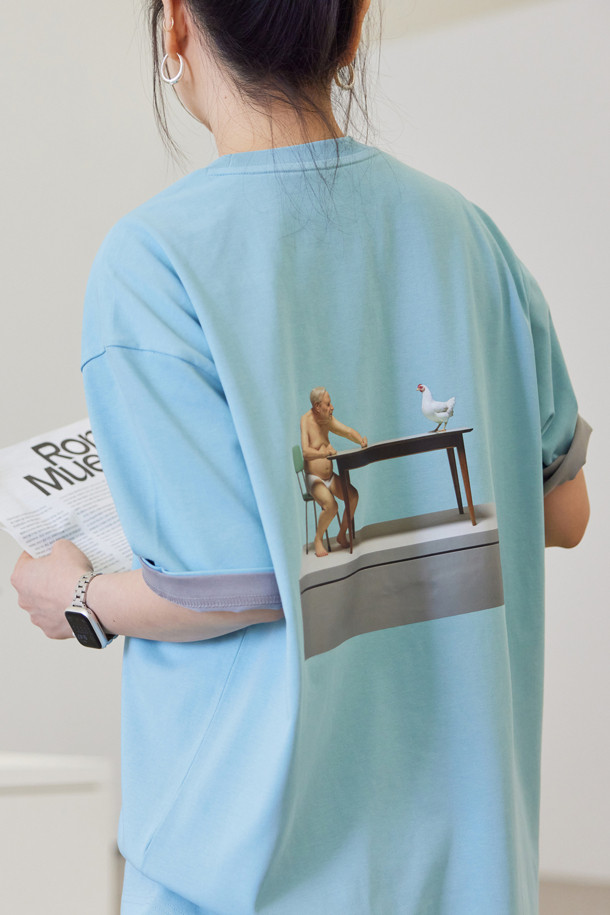 CUSTOMELLOW - 반팔티셔츠 - [Ron Mueck] Mint Graphic T-shirt