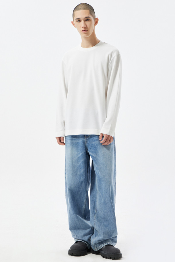 CUSTOMELLOW - 데님 - Blue Wide Fit Banding Jeans