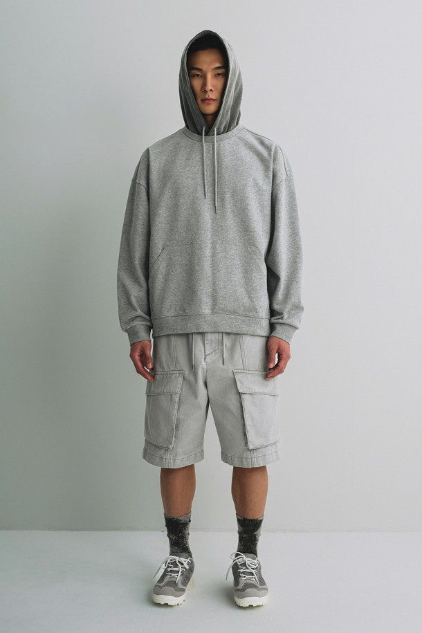 CUSTOMELLOW - 후디 - Grey Denim Layered Hoodie