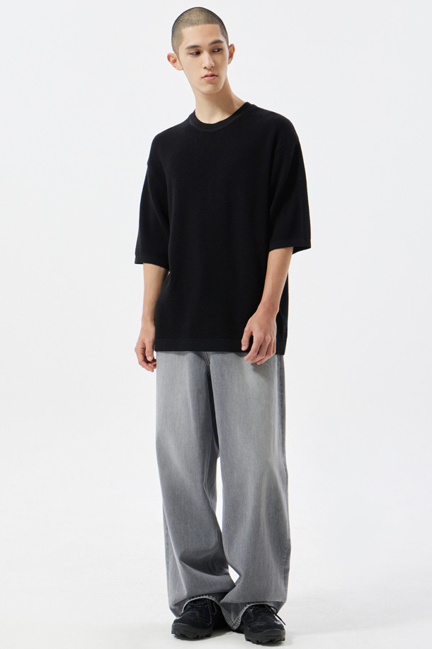 CUSTOMELLOW - 데님 - Grey Wide Fit Banding Jeans