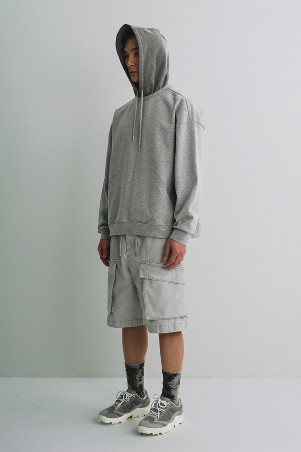 CUSTOMELLOW - 후디 - Grey Denim Layered Hoodie