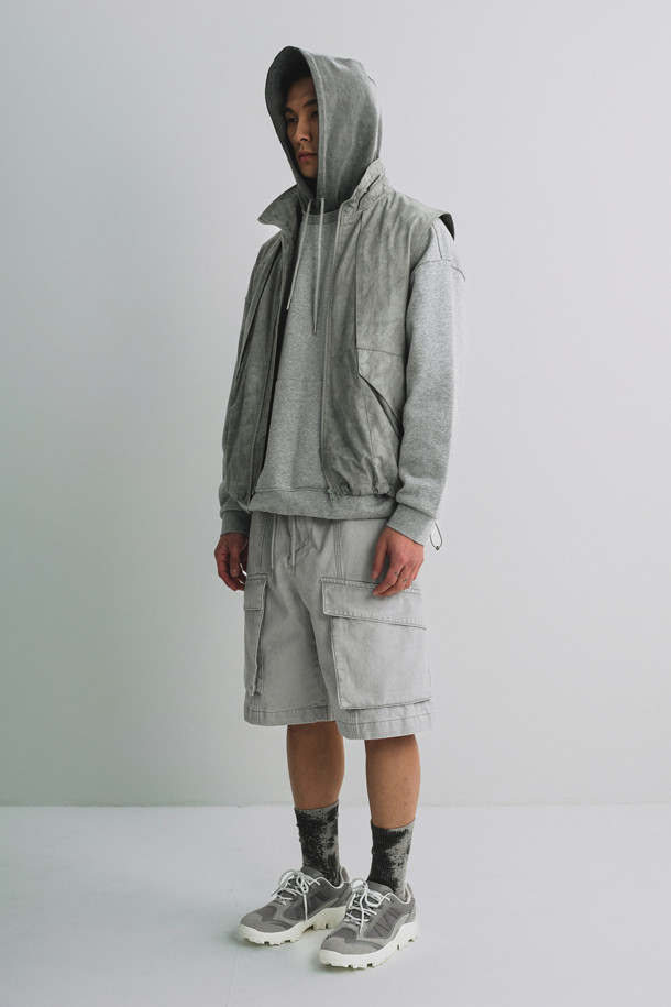 CUSTOMELLOW - 블루종/점퍼 - Grey Fabric Dyed Highneck Vest