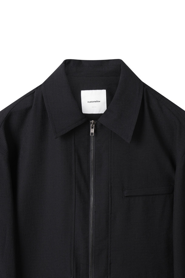 CUSTOMELLOW - 점퍼 - [Outlet] Black Texture Fabric Blouson