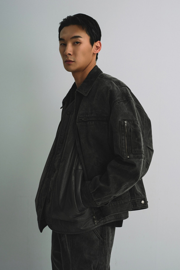 CUSTOMELLOW - 블루종/점퍼 - Grey Cotton Dyed Blouson