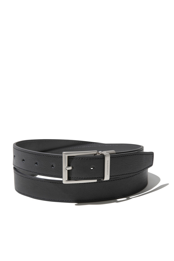 CUSTOMELLOW - 벨트 - Black Leather Reversible Belt