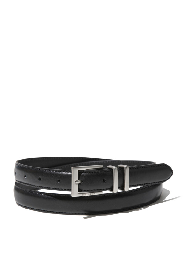 CUSTOMELLOW - 벨트 - Black Leather Narrow Belt