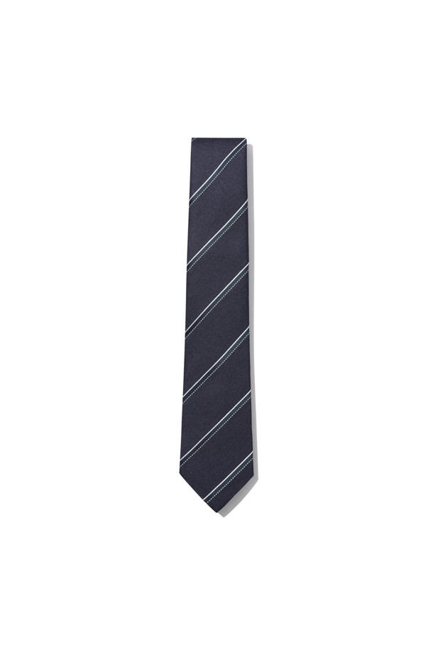 CUSTOMELLOW - 타이 - Navy Silk Stripe Tie