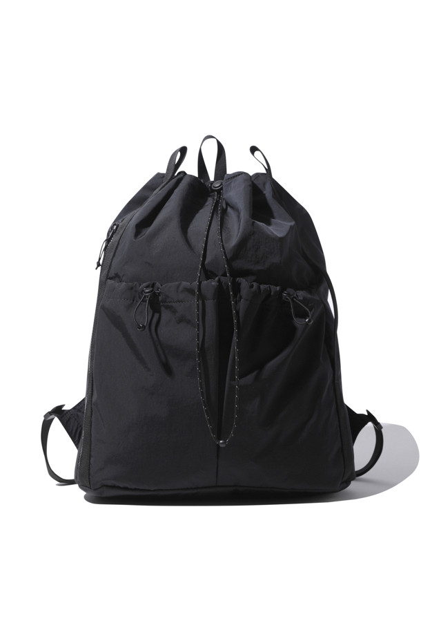 CUSTOMELLOW - 숄더/크로스백 - [Online Only] Black Draw String Backpack