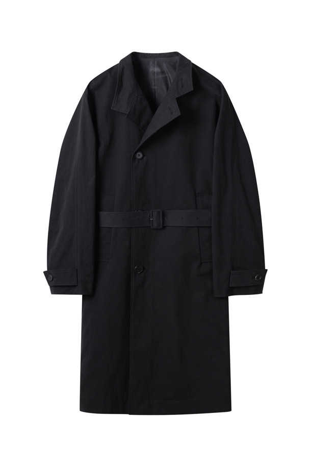 CUSTOMELLOW - 코트 - Black Highneck Belted Coat