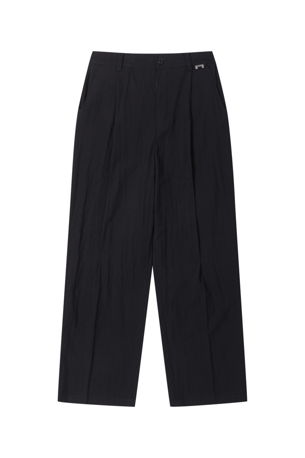 CUSTOMELLOW - 캐주얼팬츠 - Black Wide Fit Rayon Pants