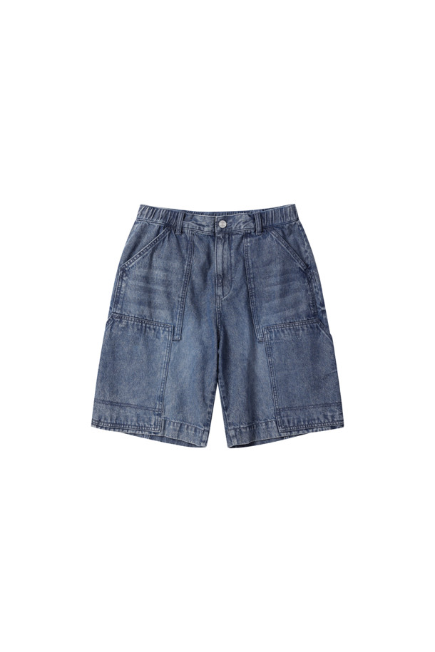 CUSTOMELLOW - 데님 - Blue Double Knee Denim Shorts