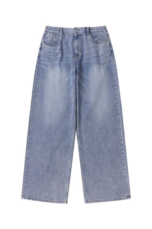 CUSTOMELLOW - 데님 - Blue Wide Fit Banding Jeans