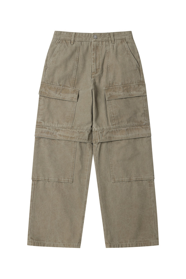 CUSTOMELLOW - 캐주얼팬츠 - Beige Oxford Cotton Cargo Pants