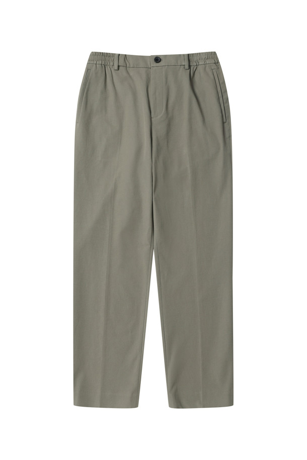 CUSTOMELLOW - 캐주얼팬츠 - Khaki Tapered Fit Cotton Pants